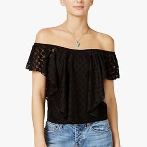 American Rag womans size L off the shoulder lace top‎ whimsygoth boho witchy